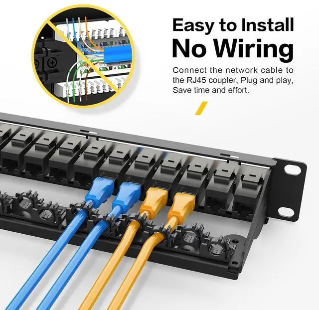 Alt view image 5 of 7 - Patch Panel 24 Port with 24 Pcs Cat6 Keystone JackEC Listed UTP 10G Support with Removable Back Bar 1U Network Patch Panel 19 Inch for Cat6,Cat5e,Cat5 (CAT6, 1U24Port)