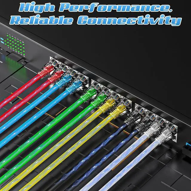 Alt view image 2 of 7 - 20FT Cat6 Patch Cables 2 Pack, Solid Pure Copper Patch Cord, Cat 6 Ethernet Cables, UTP Network, High Speed RJ45 Internet Cables, Compatible for PC, PS3/4/5, Xbox, Routers, Switches, Servers - Blue