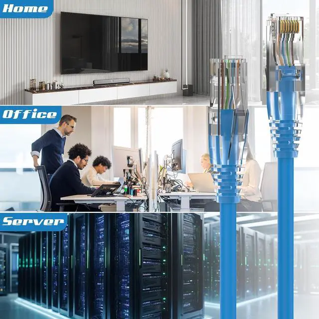 Alt view image 6 of 7 - 20FT Cat6 Patch Cables 2 Pack, Solid Pure Copper Patch Cord, Cat 6 Ethernet Cables, UTP Network, High Speed RJ45 Internet Cables, Compatible for PC, PS3/4/5, Xbox, Routers, Switches, Servers - Blue