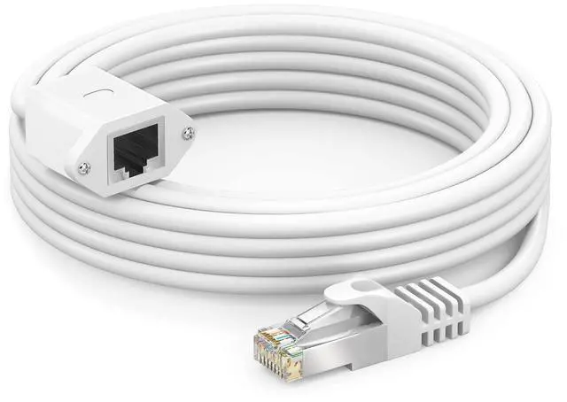 Main image of Ethernet Extension Cable, Cat 6 Ethernet Cable Extender, Internet Cable with Shielded RJ45 Male-to-Female Connector, LAN Cable Extension for Patch Networks, White (25 Feet)