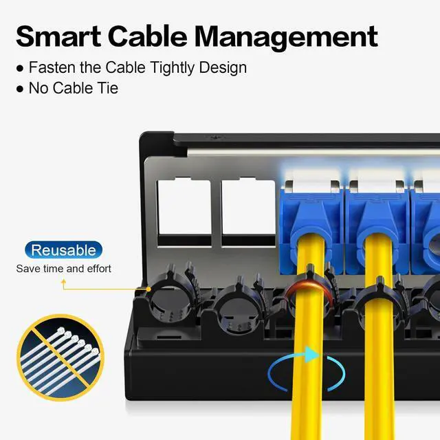 Alt view image 2 of 7 - Patch Panel 6 Port Keystone Network Blank Patch Panel UTP/STP Compatible with LC/SC/ST/FC/USB/HDMI Keystone Jack for Desk Mount Home Ethernet Termination Box (1U 6 Port)