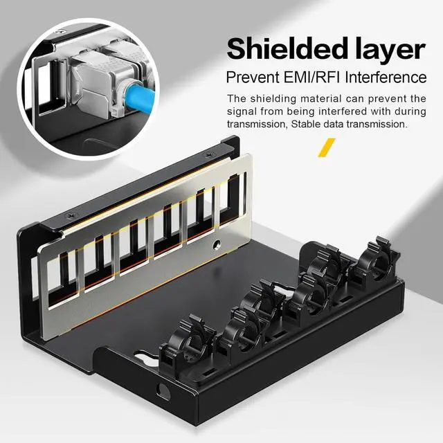 Alt view image 4 of 7 - Patch Panel 6 Port Keystone Network Blank Patch Panel UTP/STP Compatible with LC/SC/ST/FC/USB/HDMI Keystone Jack for Desk Mount Home Ethernet Termination Box (1U 6 Port)
