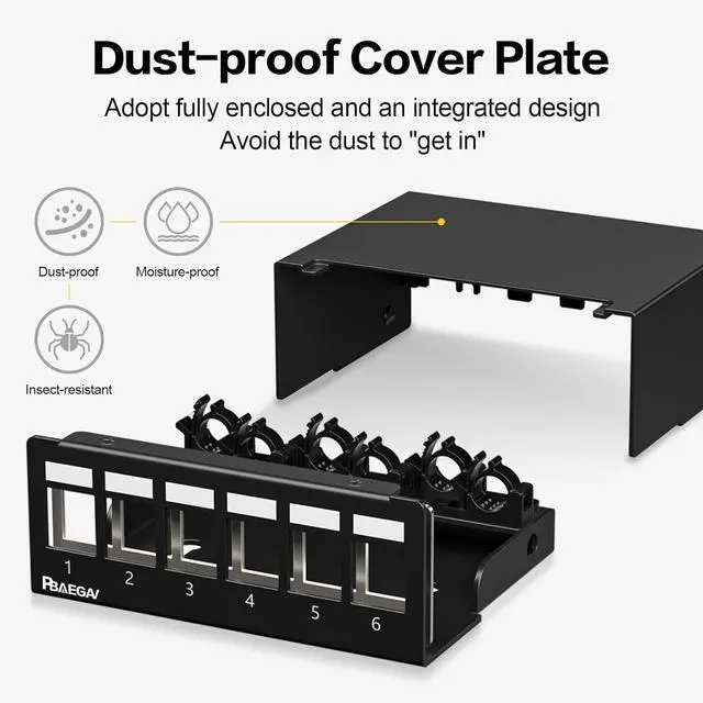 Alt view image 5 of 7 - Patch Panel 6 Port Keystone Network Blank Patch Panel UTP/STP Compatible with LC/SC/ST/FC/USB/HDMI Keystone Jack for Desk Mount Home Ethernet Termination Box (1U 6 Port)
