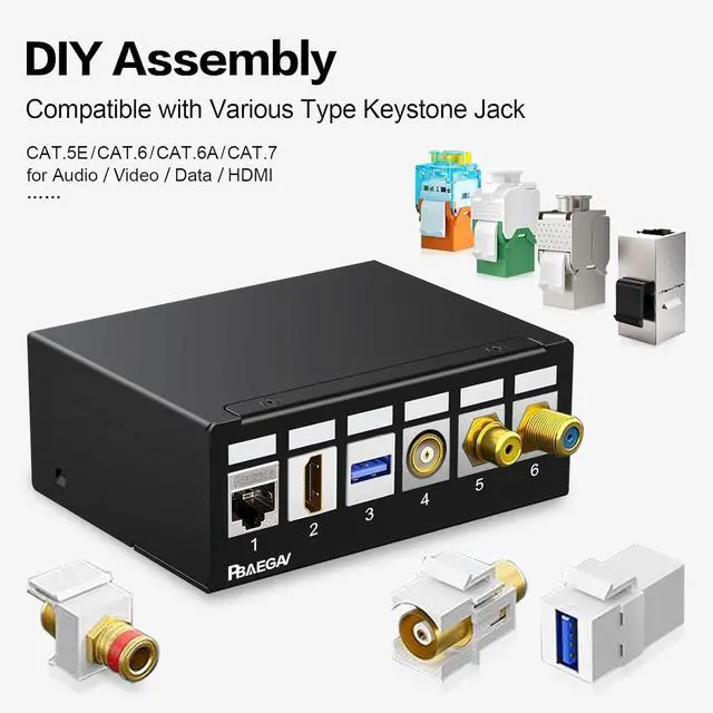 Alt view image 6 of 7 - Patch Panel 6 Port Keystone Network Blank Patch Panel UTP/STP Compatible with LC/SC/ST/FC/USB/HDMI Keystone Jack for Desk Mount Home Ethernet Termination Box (1U 6 Port)