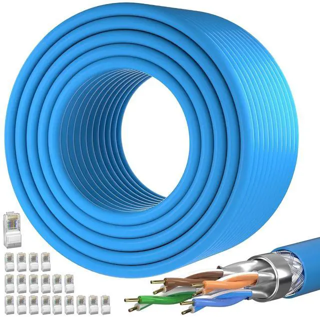 Cat 7 Outdoor Ethernet Cable 328ft (100M | x 20 RJ45), SFTP Triple Shielded Ethernet Cable, Bulk Cat7 Cables, Waterproof, Direct Burial, UV Resistant, In-Ground, Network, Internet, LAN, Cat7-328ft