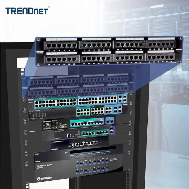 Alt view image 3 of 7 - TRENDnet 48-Port Cat5/5e Unshielded Patch Panel, TC-P48C5E, 2U 19 inch Rackmount Design or Wall Mount, Cable Management, NDAA Compliant, 48 x Gigabit RJ-45 Ports