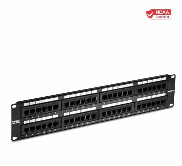 Alt view image 4 of 7 - TRENDnet 48-Port Cat5/5e Unshielded Patch Panel, TC-P48C5E, 2U 19 inch Rackmount Design or Wall Mount, Cable Management, NDAA Compliant, 48 x Gigabit RJ-45 Ports