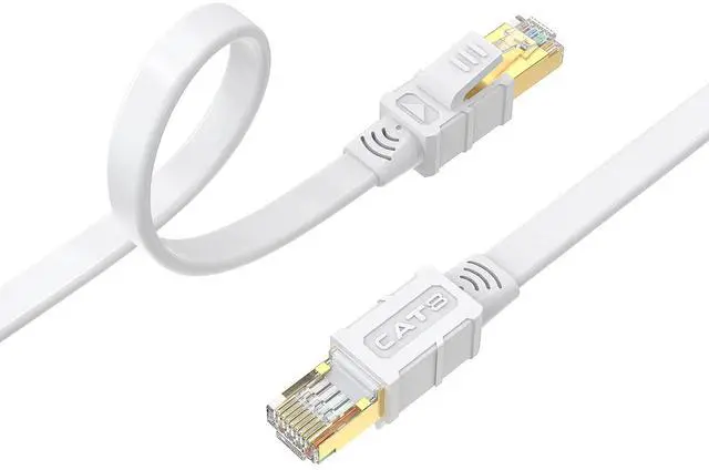 Cat 8 Ethernet Cable 30fT, High Speed Flat Internet LAN Cable 40Gbps 2000Mhz with Gold Plated SFTP RJ45 Connector, 26AWG Shielded Indoor Network Cable for Modem/Router/Xbox/PS4/Gaming/PC