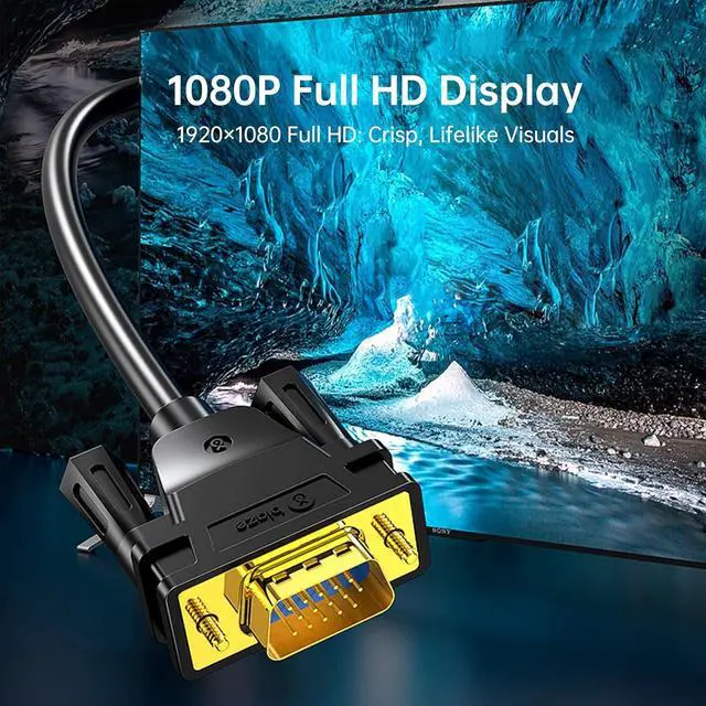 Alt view image 2 of 7 - DVI to VGA Cable 6ft/1.8m [DVI-I 24+5 Pin Male to VGA Male] - Gold-Plated Connector for PC, Monitor, Projector - Compatible with Desktop, Laptop, GPU