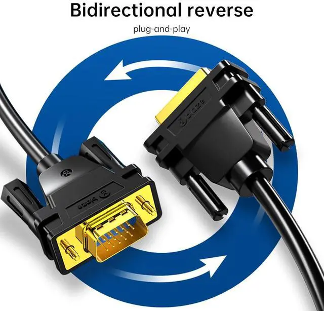 Alt view image 6 of 7 - DVI to VGA Cable 6ft/1.8m [DVI-I 24+5 Pin Male to VGA Male] - Gold-Plated Connector for PC, Monitor, Projector - Compatible with Desktop, Laptop, GPU