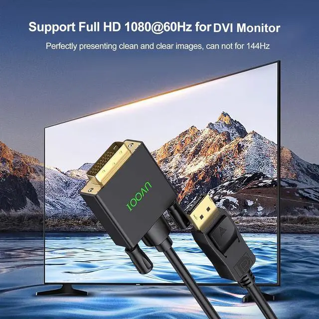 Alt view image 5 of 7 - DisplayPort to DVI Cable 10ft 2-Pack, DP to DVI Cable Cord Male to Male Compatible with Computer, PC, Monitor, TV, Projector and More