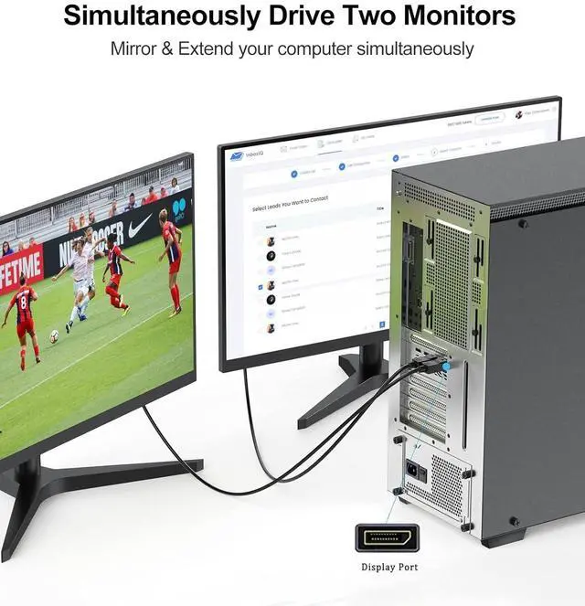 Alt view image 6 of 7 - DisplayPort to DVI Cable 10ft 2-Pack, DP to DVI Cable Cord Male to Male Compatible with Computer, PC, Monitor, TV, Projector and More