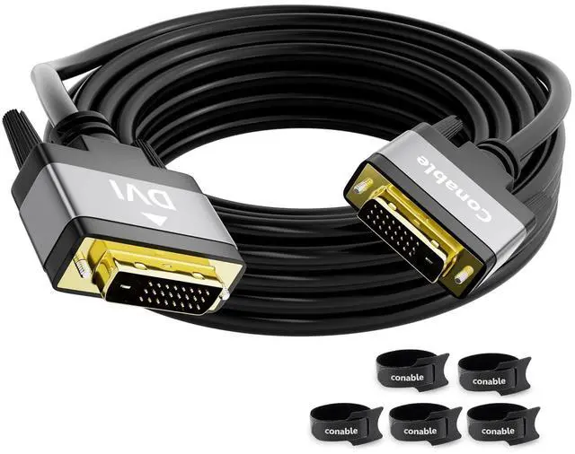 Main image of Conable 20 FT DVI-D 24+1 Gold Plated Dual Link Male to Male Cable, Aluminum Shells, 1080P, for PC, Desktop, Monitor, Projector, Gaming, HDTV, DVD, Black