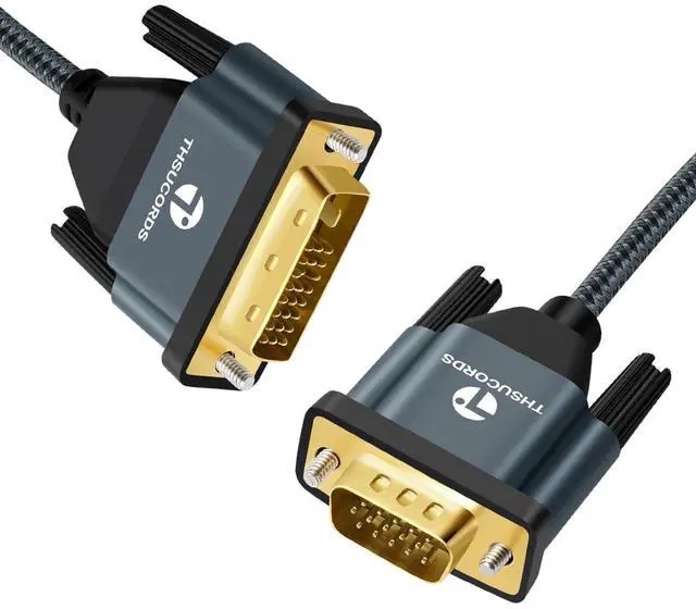 Alt view image 7 of 7 - DVI to VGA Cable 3.3FT, Uni-Directional DVI-D to VGA Adapter Male to Male Gold-Plated Braided 1080P Full HD Cord for HDTV, PC,Laptop, Monitor, Projector