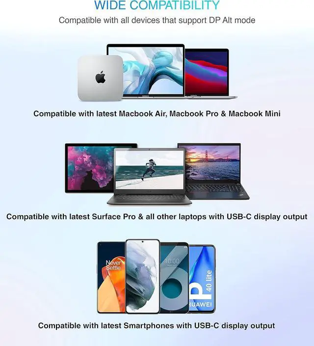 Alt view image 3 of 7 - BlueRigger USB C to DVI Cable (10FT, 4K 30Hz, USB 3.1 Type C to DVI, Thunderbolt 3 to DVI) USB-C to DVI-D Cable Compatible with Samsung Galaxy, Surface Book, MacBook Pro, Dell, Pixelbook and More