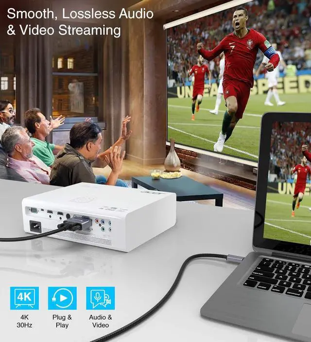 Alt view image 4 of 7 - BlueRigger USB C to DVI Cable (10FT, 4K 30Hz, USB 3.1 Type C to DVI, Thunderbolt 3 to DVI) USB-C to DVI-D Cable Compatible with Samsung Galaxy, Surface Book, MacBook Pro, Dell, Pixelbook and More