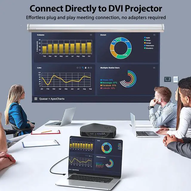 Alt view image 4 of 7 - USB C to DVI Cable 3 Feet, Type C to DVI (One-Directional) Cord Braided 1080P@60Hz for Monitor Laptop Computer Projector Phone and More
