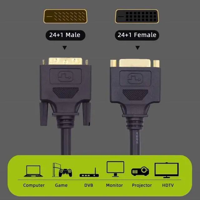 Alt view image 3 of 7 - chenyang DVI 24+1 Extension Cable DVI-D Dual Link Digital Video Ultra HD 2560x1600P for Monitor Graphics Card 50cm