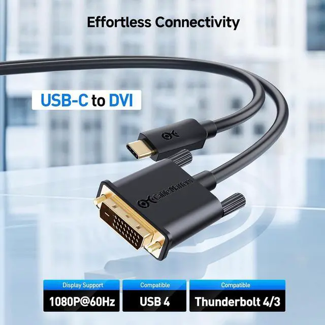 Alt view image 2 of 6 - Cable Matters USB C to DVI Cable (USB-C to DVI Cable) 6 ft - Thunderbolt 4 / USB4 / Thunderbolt 3 Port Compatible with MacBook Pro, Dell XPS 13, 15, HP Spectre x360, Surface Pro