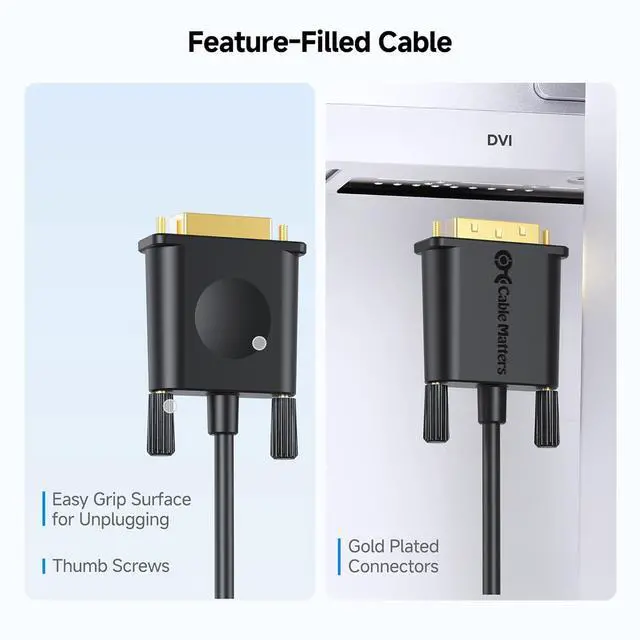 Alt view image 6 of 6 - Cable Matters USB C to DVI Cable (USB-C to DVI Cable) 6 ft - Thunderbolt 4 / USB4 / Thunderbolt 3 Port Compatible with MacBook Pro, Dell XPS 13, 15, HP Spectre x360, Surface Pro