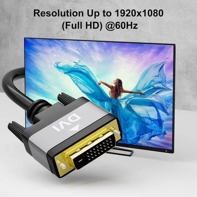 Alt view image 4 of 6 - Conable 20 FT DVI-D 24+1 Gold Plated Dual Link Male to Male Cable, Aluminum Shells, 1080P, for PC, Desktop, Monitor, Projector, Gaming, HDTV, DVD, Black