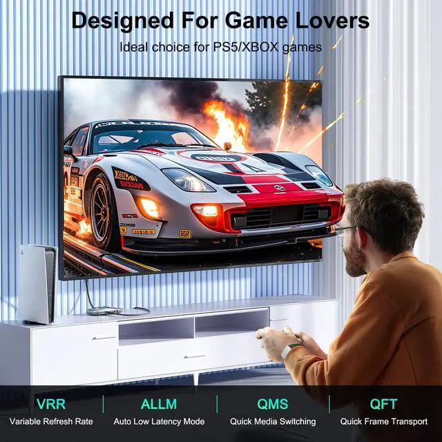 Alt view image 7 of 7 - 8K HDMI 2.1 Cable 25 ft /7.5M, 48Gbps Ultra High Speed,| 4K 240Hz 165Hz 144Hz 120Hz, 8K 60Hz, HDR10+, eARC, HDCP2.3|, Braided HDMI Cord for Netflix Roku TV PC Monitor Projector PS5 Xbox