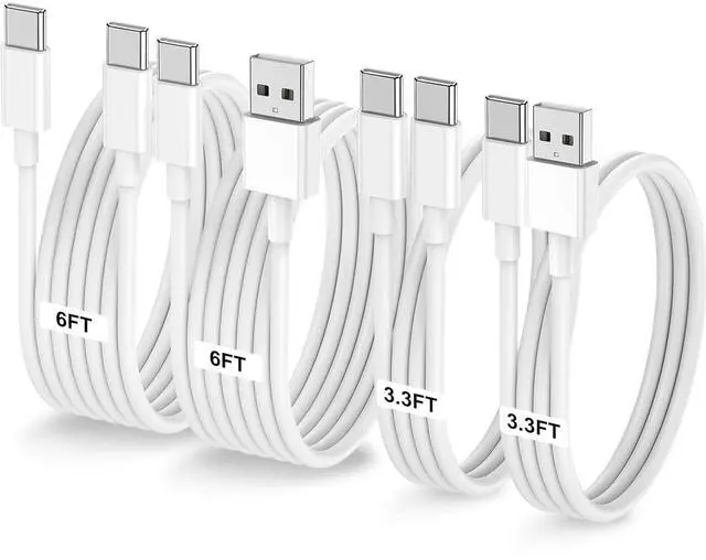 Main image of Car Carplay Cable for iPhone 17 16 15, 2-Pack [3.3FT+6FT] 60W USB C to USB C Cable And 2-Pack [3.3FT+6FT] USB A to USB C Cable for iPhone 17 16 15for Galaxy S25 S24, for iPad, for MacBook and More