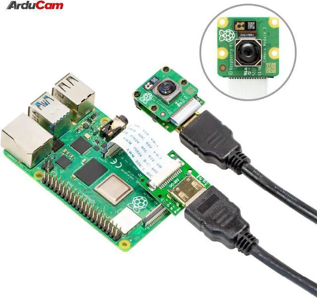 Alt view image 2 of 4 - Arducam CSI to HDMI Cable Extension Module with 15pin 60mm FPC Cable for Raspberry Pi Camera V3/V1/V2/HQ (Pack of 2, 1 Set)
