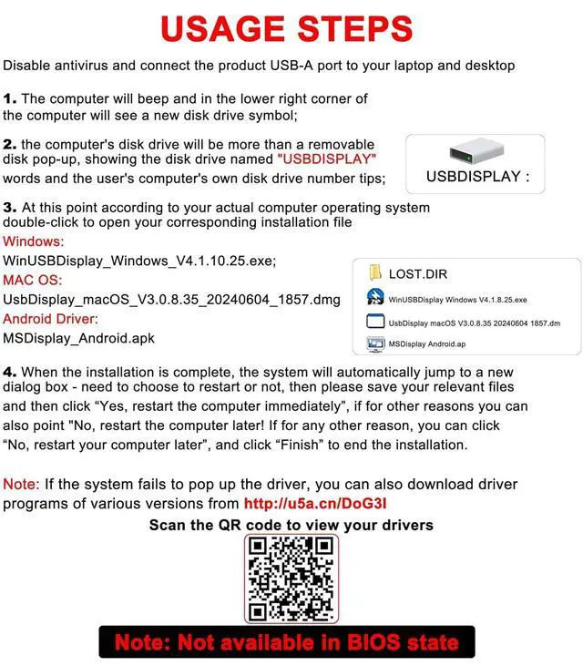 Alt view image 2 of 6 - USB to HDMI Adapter Cable 3FT, 1080P 60Hz USB A 3.0 to Audio/Video Converter Cable for Monitor, TV, Projector, Compatible with Mac OS Windows 7/8/10/11 - Requires Driver Installation