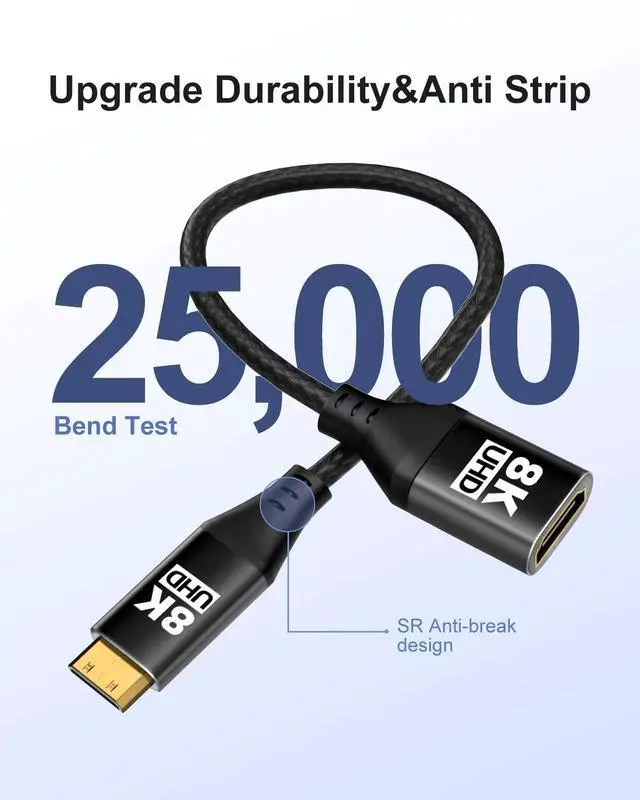 Alt view image 2 of 7 - 8K Mini HDMI to HDMI Adapter 4Pack, Male to Female Cable with 8K@60Hz, 4K@120Hz HDR 3D Dolby 48Gbps High Speed, With Projector, Tablet, Graphics Card, Camcorder, Support Bidirectional Transmission