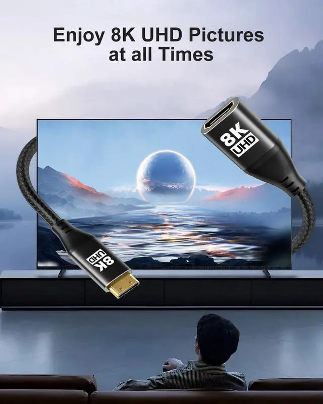 Alt view image 4 of 7 - 8K Mini HDMI to HDMI Adapter 4Pack, Male to Female Cable with 8K@60Hz, 4K@120Hz HDR 3D Dolby 48Gbps High Speed, With Projector, Tablet, Graphics Card, Camcorder, Support Bidirectional Transmission