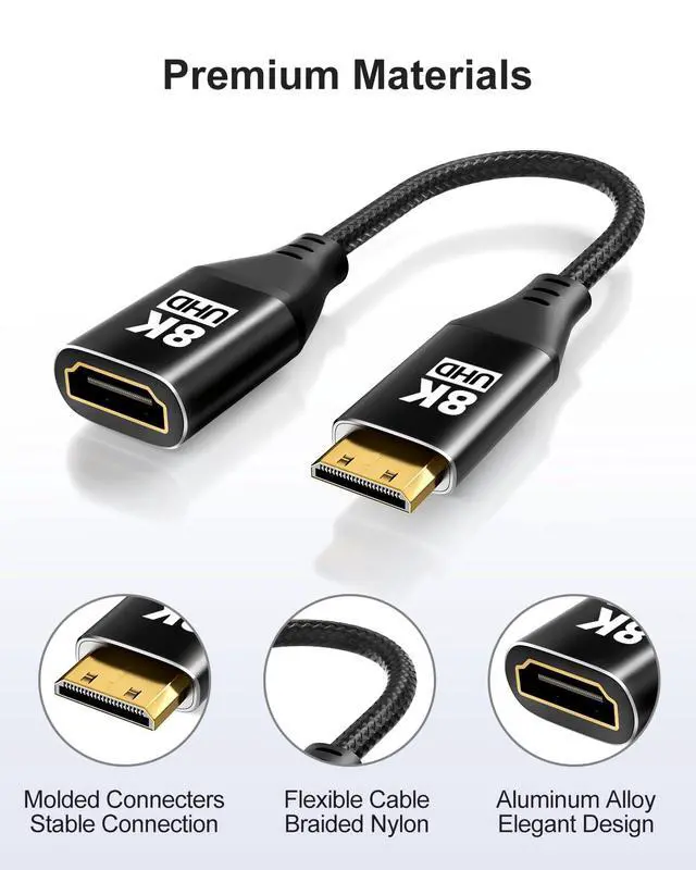Alt view image 6 of 7 - 8K Mini HDMI to HDMI Adapter 4Pack, Male to Female Cable with 8K@60Hz, 4K@120Hz HDR 3D Dolby 48Gbps High Speed, With Projector, Tablet, Graphics Card, Camcorder, Support Bidirectional Transmission