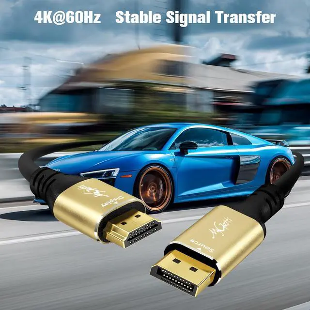 Alt view image 2 of 6 - 4K DisplayPort to HDMI Cable 3FT, DP to HDMI Video Uni-Directional Cord Adapter, Compatible with Dell, NVIDIA, AMD, Lenovo, Monitor, Projector, Desktop and More