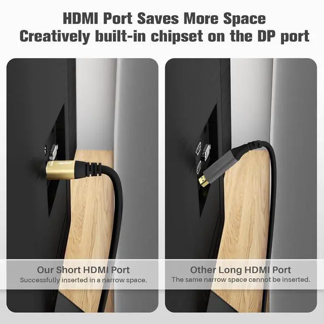 Alt view image 4 of 6 - 4K DisplayPort to HDMI Cable 3FT, DP to HDMI Video Uni-Directional Cord Adapter, Compatible with Dell, NVIDIA, AMD, Lenovo, Monitor, Projector, Desktop and More