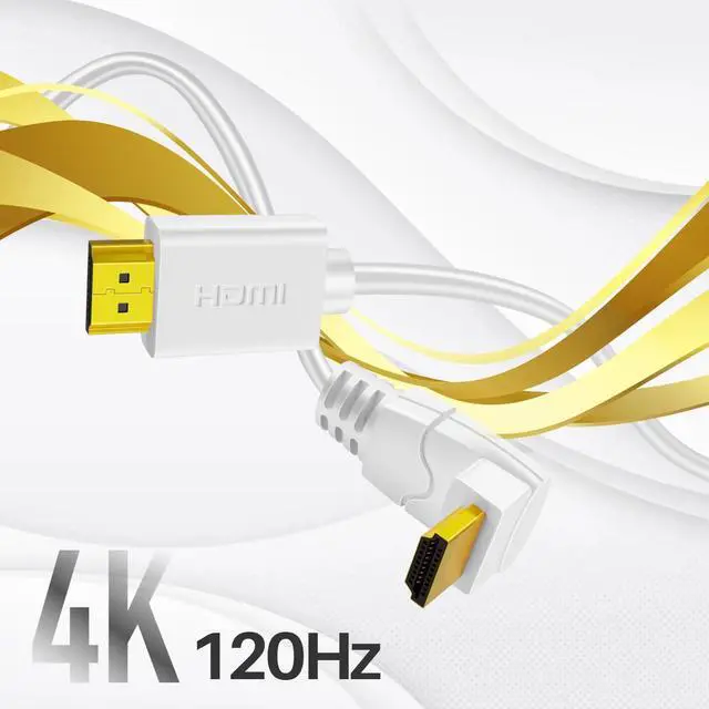 Alt view image 3 of 7 - TNP 4K HDMI Cable Right Angle 90 Degree (3 FT) - White High Speed 18GBPs HDMI Wire Cord Support 4K 60Hz 2K 2160p 1440p 1080p 3D ARC/eARC Ethernet for Video Gaming Xbox One PS 4 & 4K Apple TV HDTV