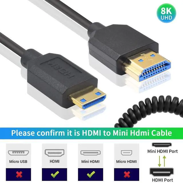 Alt view image 3 of 7 - Duttek 48Gbps 8K Colied Mini HDMI to HDMI Cable 1FT- 4FT, Ultra Slim & Flexible Soft [8K@60Hz, 4K@240Hz 144Hz@120Hz] High Speed for Camera, Camcorder, Laptop, Tablet, Monitor, Raspberry Pi Zero