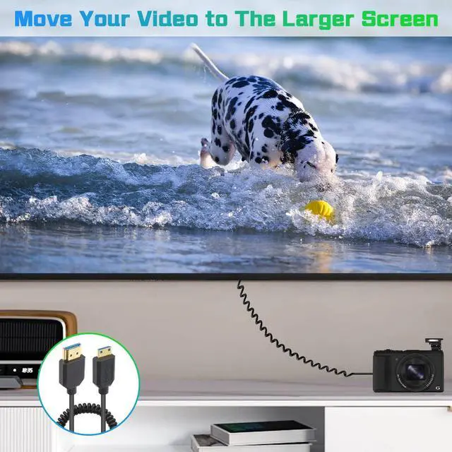 Alt view image 7 of 7 - Duttek 48Gbps 8K Colied Mini HDMI to HDMI Cable 1FT- 4FT, Ultra Slim & Flexible Soft [8K@60Hz, 4K@240Hz 144Hz@120Hz] High Speed for Camera, Camcorder, Laptop, Tablet, Monitor, Raspberry Pi Zero