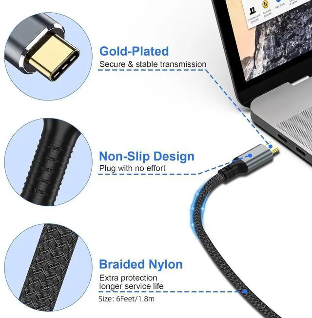 Alt view image 7 of 7 - USB C to Mini HDMI Cable 6FT (NOT HDMI), 4K@30Hz/2K@60Hz Type-C to Mini HDMI for MacBook, iPad Pro, iPhone 15, Galaxy S23, Steam Deck, ROG Ally, Laptop to Portable Monitor Cable