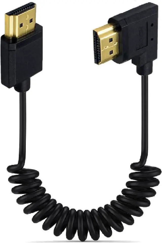 Main image of 3.9ft HDMI 4K@60Hz Coiled Cable, Right Angle HDMI 2.0 Version Male to Male Adapter Spring Spiral Cord, 18Gbps High Speed, High Definition
