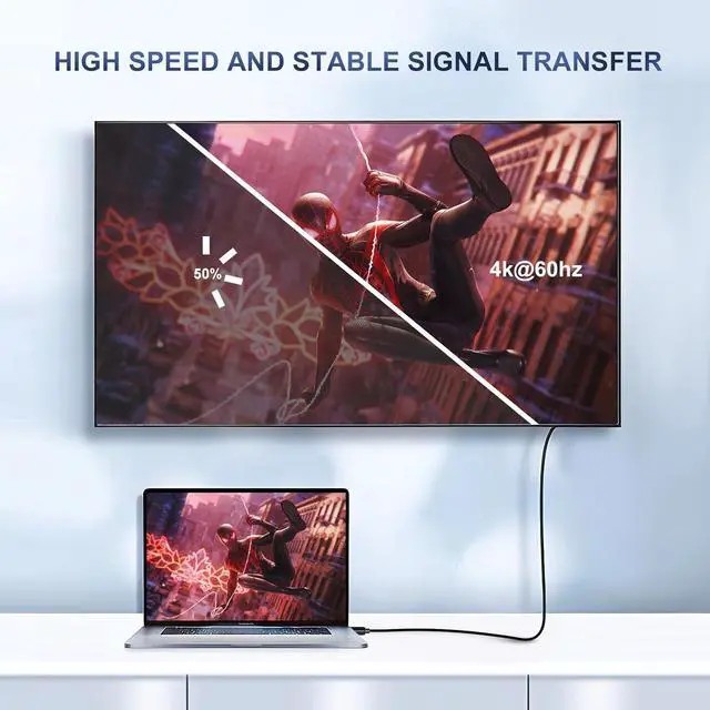 Alt view image 3 of 5 - FOINNEX 4K HDMI Cable,18Gbps HDMI 2.0 Cord, Support HDR, 3D, 2160P, 1080P, Ethernet, ARC Compatible MacBook Pro 2021, UHD TV, Blu-ray, Projector