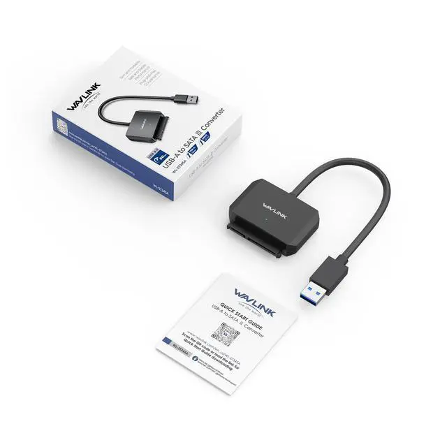 Alt view image 6 of 6 - WAVLINK SATA to USB Type-A Hard Drive Cable, 5Gbps USB3.0 to Sata Cable Support UASP, External Hard Drive SATA I/II/III Connector 2.5" SSD/HDD and 3.5" HDD up to 20TB