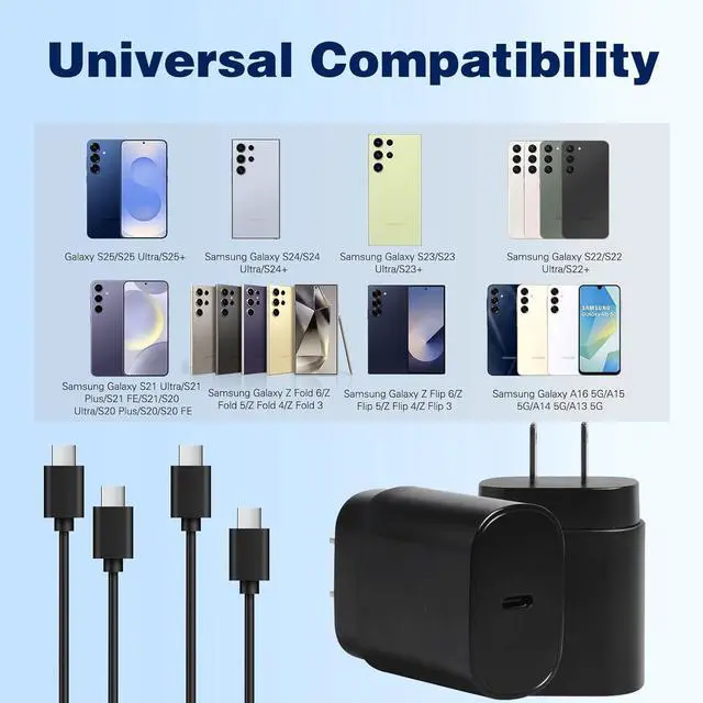 Alt view image 3 of 7 - Fast Samsung Phone Charger,25W Samsung Charger Fast Charging,2Pack Quick Type C Android Chargers 10FT USB C Chargers Cable for SamsungGalaxy S25 Ultra/S24 FE/S24/S23 FE/S22/S21+/S20/A53/A36/Note 20/10
