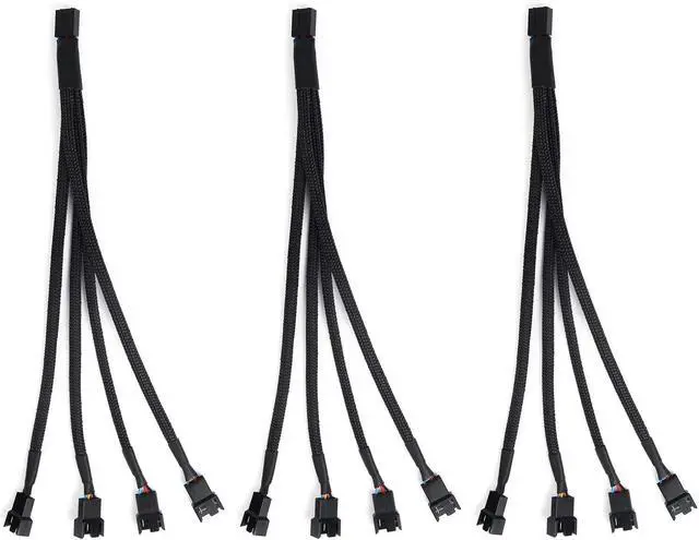 Main image of Aypzuke 3 Pack Computer PC PWM Fan Splitter Cable 1 to 4 (4 Pin+3 Pin)
