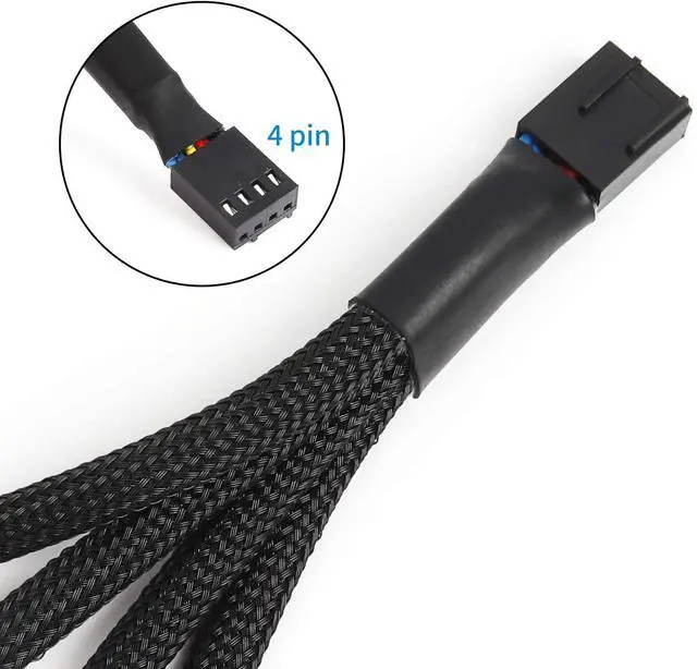 Alt view image 2 of 7 - Aypzuke 3 Pack Computer PC PWM Fan Splitter Cable 1 to 4 (4 Pin+3 Pin)