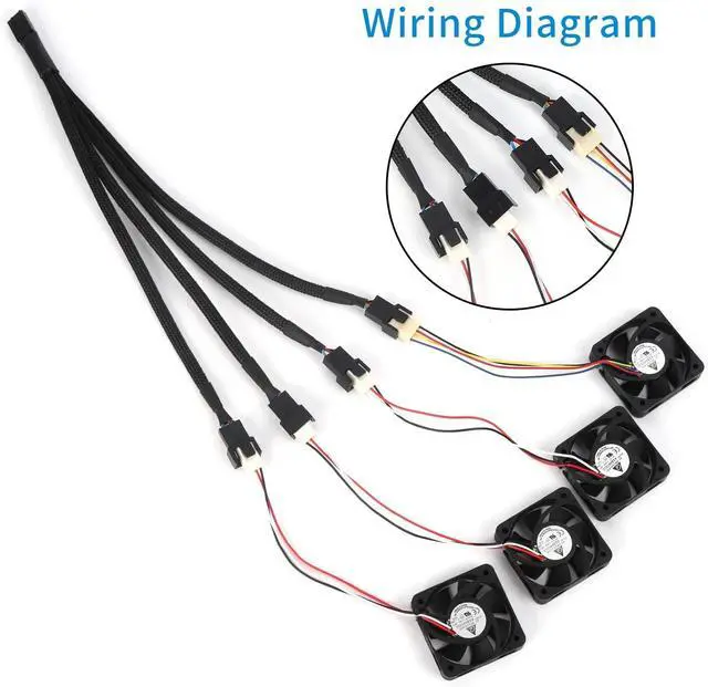 Alt view image 5 of 7 - Aypzuke 3 Pack Computer PC PWM Fan Splitter Cable 1 to 4 (4 Pin+3 Pin)