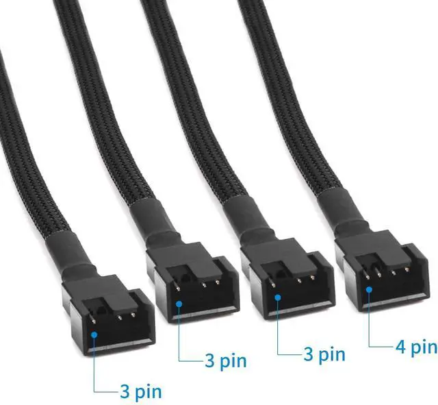 Alt view image 3 of 7 - Aypzuke 3 Pack Computer PC PWM Fan Splitter Cable 1 to 4 (4 Pin+3 Pin)