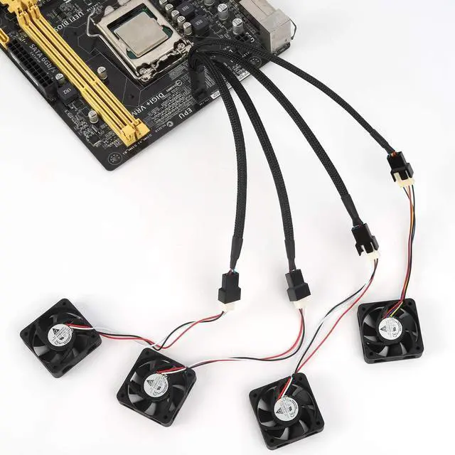 Alt view image 6 of 7 - Aypzuke 3 Pack Computer PC PWM Fan Splitter Cable 1 to 4 (4 Pin+3 Pin)