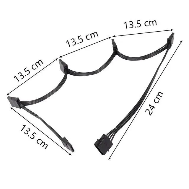 Alt view image 3 of 7 - SinLoon IDE to SATA Power Splitter Cable, LP4 4 Pin Male to 5 SATA Female Power Extension Hard Drive Cable,for HDD SSD and Optical Drives 18AWG-24cm