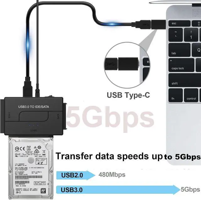 Alt view image 4 of 7 - SATA IDE to USB 3.0 Adapter for 2.5/3.5 HDD/SSD Hard Drive Disk, Hard Drive Reader Ultra Recovery Conveter Cable Universal Data Transfer SATA to USB Adapter with Power Supply
