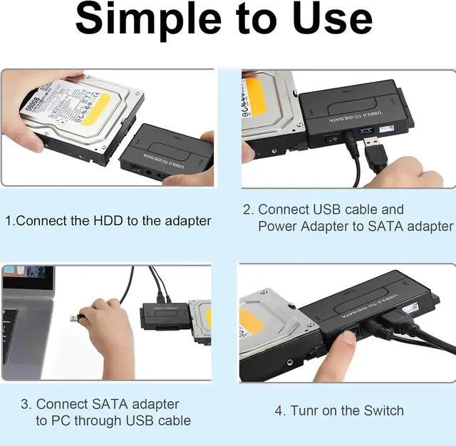 Alt view image 7 of 7 - SATA IDE to USB 3.0 Adapter for 2.5/3.5 HDD/SSD Hard Drive Disk, Hard Drive Reader Ultra Recovery Conveter Cable Universal Data Transfer SATA to USB Adapter with Power Supply